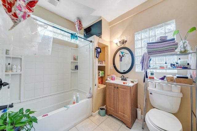 1406 Melrose Ave NW, Roanoke, VA 24017 - bathroom with tile patterned floors, vanity, and bathtub / shower combination