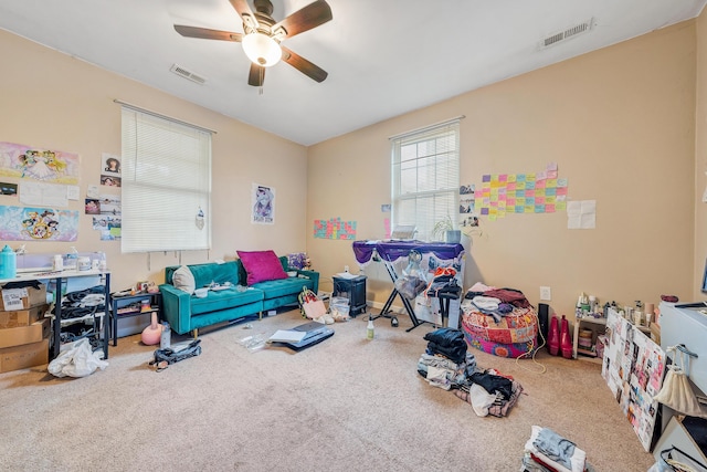 1406 Melrose Ave NW, Roanoke, VA 24017 - playroom featuring carpet and a ceiling fan