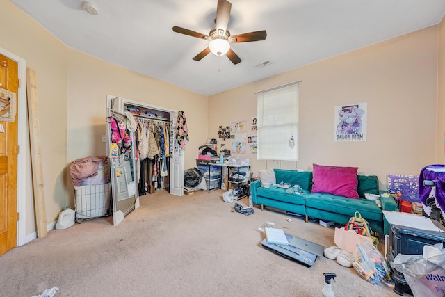 1406 Melrose Ave NW, Roanoke, VA 24017 - living room with ceiling fan and carpet