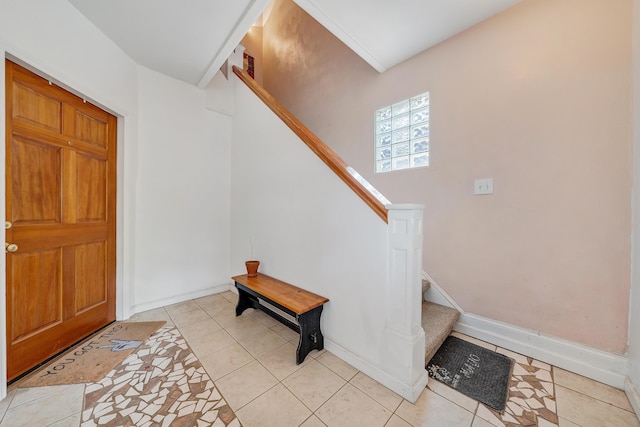 1406 Melrose Ave NW, Roanoke, VA 24017 - entrance foyer with stairway and light tile patterned floors