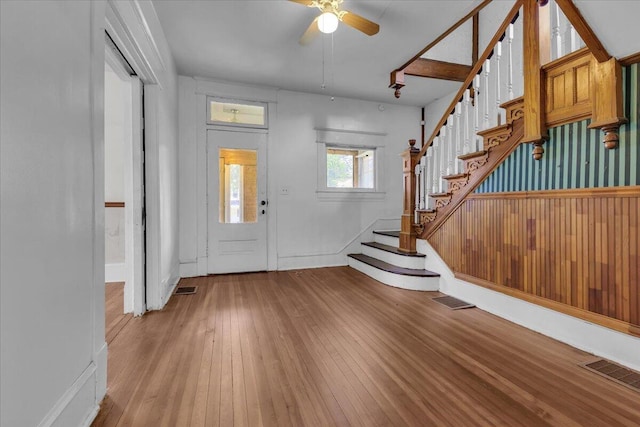610 18th St SE, Roanoke, VA 24013 - foyer featuring hardwood / wood-style floors, stairs, and a ceiling fan