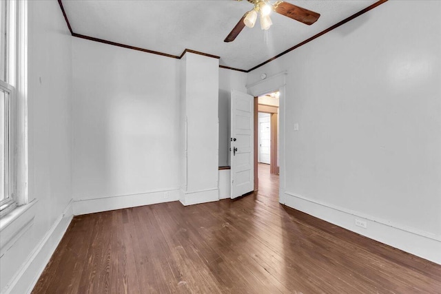 610 18th St SE, Roanoke, VA 24013 - unfurnished room featuring ornamental molding, a ceiling fan, and hardwood / wood-style flooring