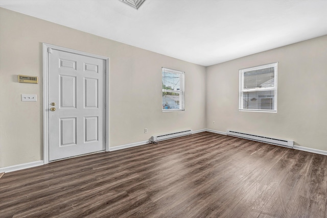 112 Harrison Ave NW, Roanoke, VA 24016 - spare room featuring baseboard heating and dark wood-type flooring