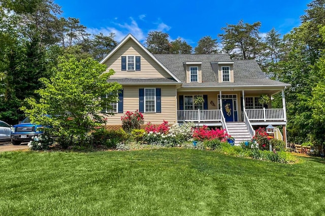 115 Armistead Ln, Rustburg, VA 24588 - view of front of property with covered porch, a front yard, and stairway