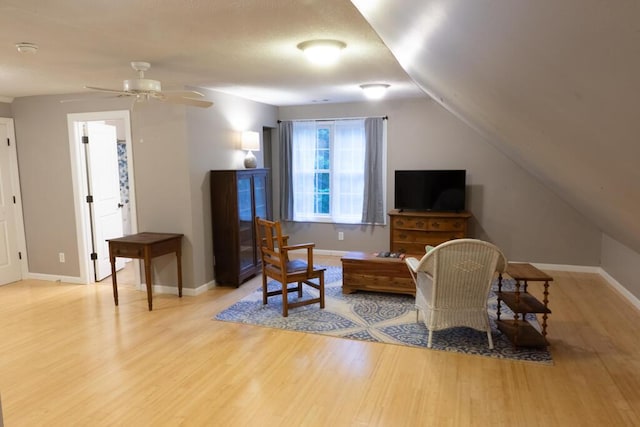 115 Armistead Ln, Rustburg, VA 24588 - sitting room with wood finished floors, ceiling fan, and lofted ceiling