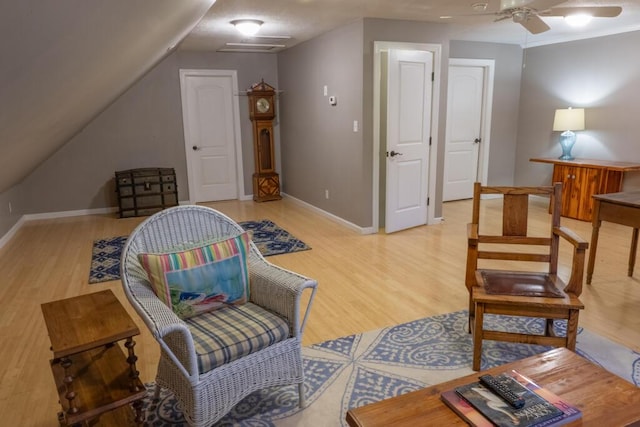 115 Armistead Ln, Rustburg, VA 24588 - sitting room featuring ceiling fan, light wood-type flooring, and lofted ceiling