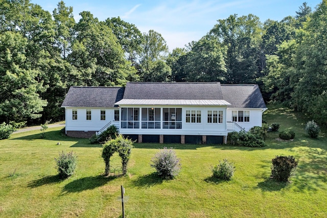 6820 Dawnwood Rd, Roanoke, VA 24018 - view of front of property featuring a sunroom, a front lawn, and stairway