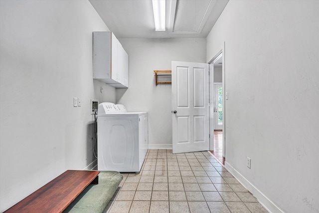 6820 Dawnwood Rd, Roanoke, VA 24018 - washroom featuring cabinet space, attic access, and washing machine and clothes dryer
