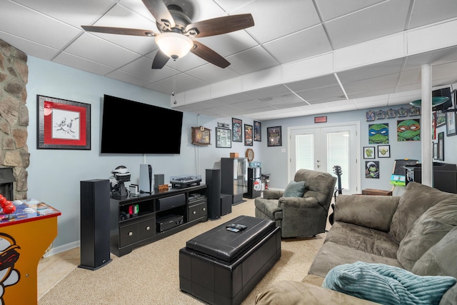 4575 Nelms Ln NE, Roanoke, VA 24019 - living area featuring a drop ceiling and a ceiling fan