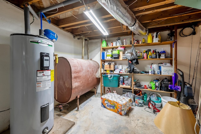 473 Hemlock Rd, Salem, VA 24153 - unfinished basement featuring electric water heater and heating fuel