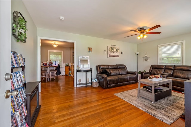 473 Hemlock Rd, Salem, VA 24153 - living room featuring ceiling fan, wood finished floors, and healthy amount of natural light