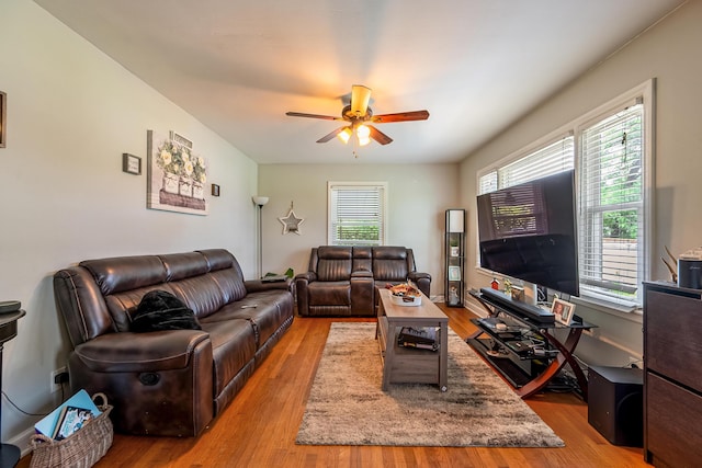 473 Hemlock Rd, Salem, VA 24153 - living room featuring a ceiling fan and wood finished floors