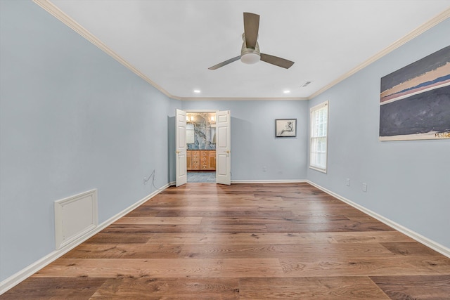 1941 Springmill Rd, Salem, VA 24153 - unfurnished room featuring crown molding, ceiling fan, recessed lighting, and wood finished floors