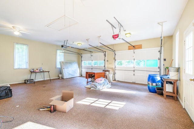75 Eleanor Ln, Blue Ridge, VA 24064 - garage featuring a garage door opener and a ceiling fan