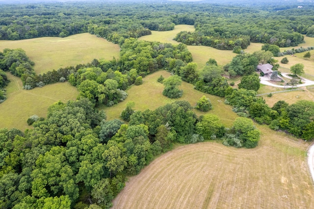 birds eye view of property featuring a rural view