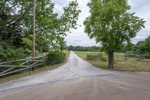 view of street with a rural view