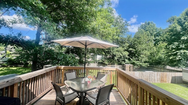 240 N Broadview Ct, Columbia, MO 65201 - deck featuring outdoor dining area and a fenced backyard