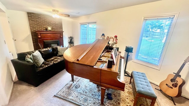 240 N Broadview Ct, Columbia, MO 65201 - living area featuring healthy amount of natural light, a fireplace, and carpet floors