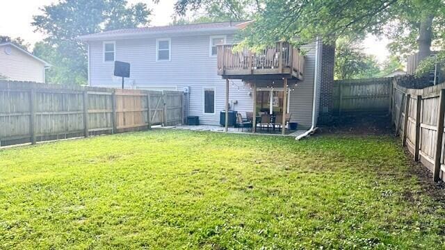 240 N Broadview Ct, Columbia, MO 65201 - rear view of property featuring a balcony, a fenced backyard, and a patio area