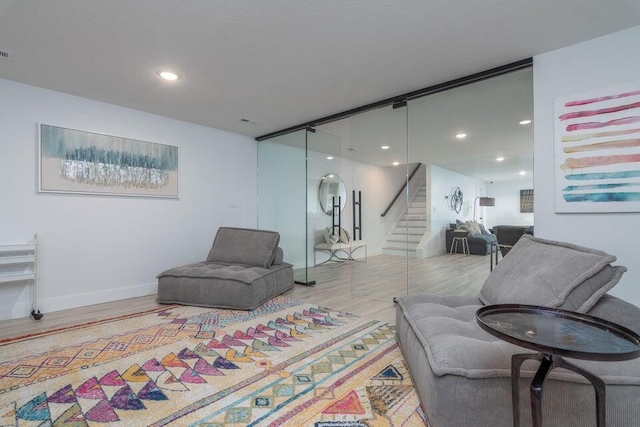 living room featuring light wood-type flooring