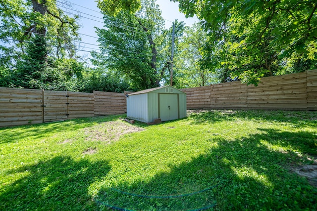 view of yard with a shed and an outbuilding