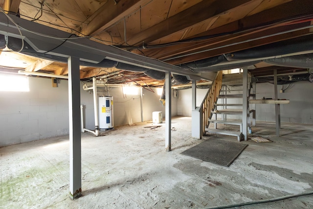 basement with water heater