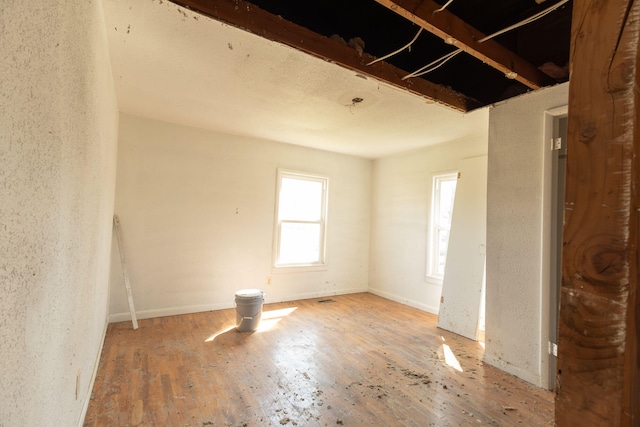 empty room with light wood-type flooring