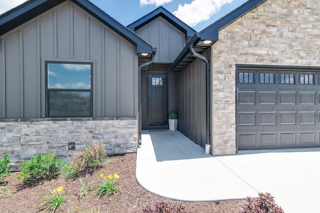 entrance to property with a garage