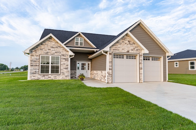 craftsman-style home with a front lawn