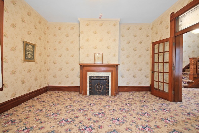 unfurnished living room with a fireplace