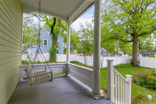 deck with a lawn