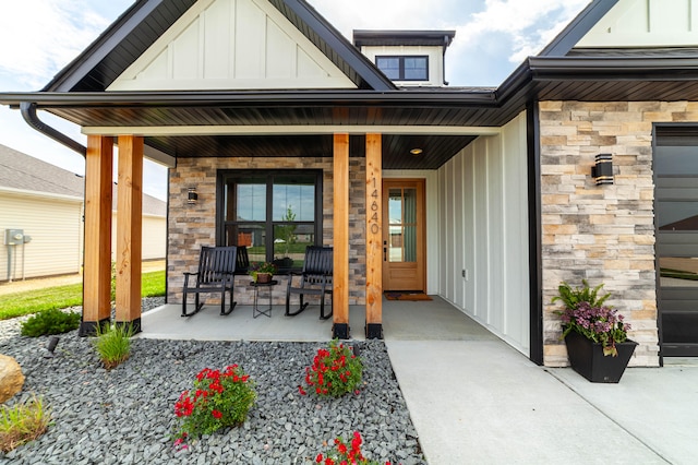 doorway to property with a porch