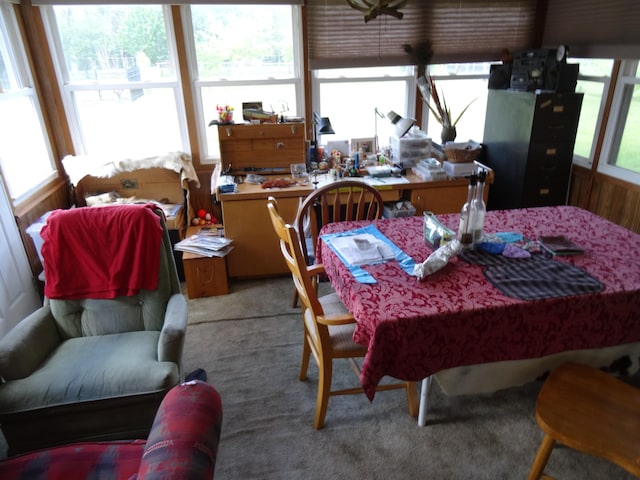 carpeted dining space featuring plenty of natural light