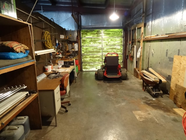 interior space with a workshop area