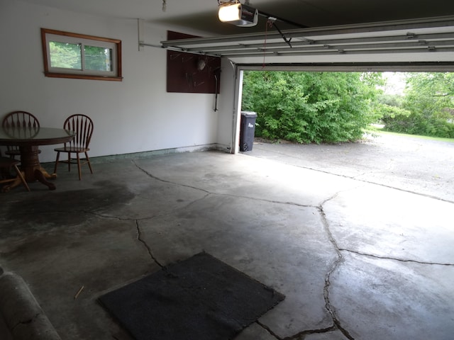 garage with a garage door opener