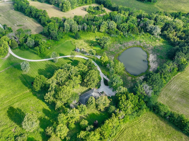 birds eye view of property featuring a rural view