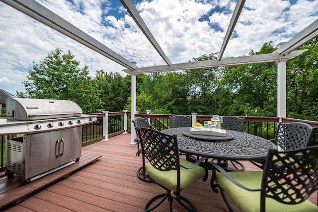 deck featuring grilling area