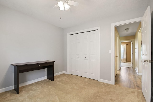 604 Adens Woods Ct, Columbia, MO 65201 - unfurnished bedroom featuring carpet flooring, a closet, and ceiling fan