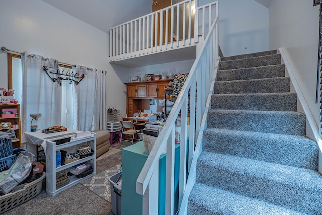 staircase with carpet