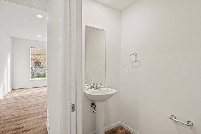 bathroom featuring hardwood / wood-style floors