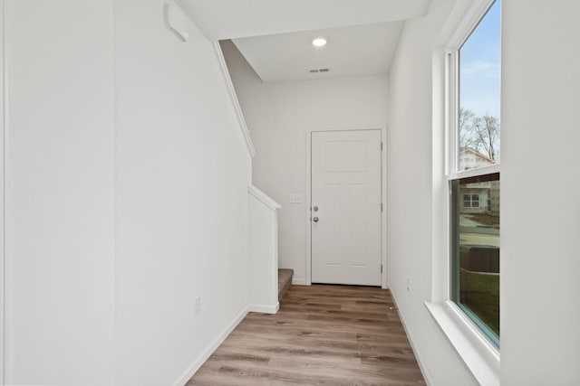 hall featuring light hardwood / wood-style floors