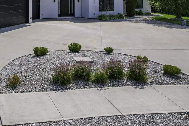 exterior space featuring a garage