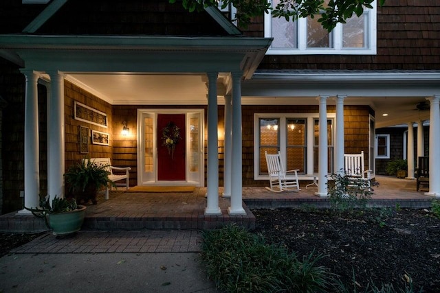 entrance to property with a porch