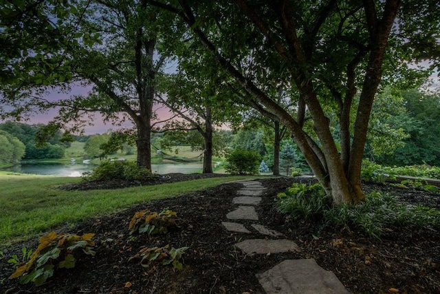 surrounding community featuring a water view