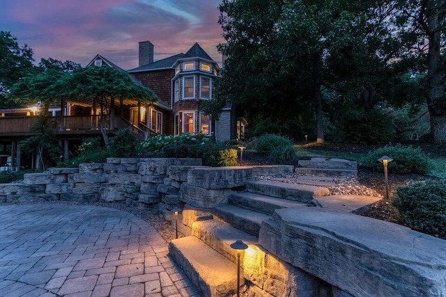 view of patio / terrace featuring stairway