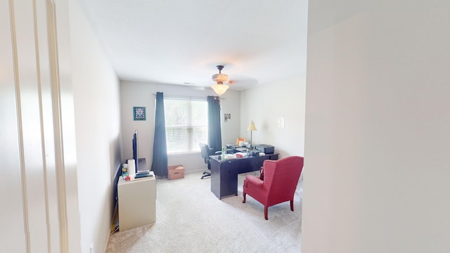 view of carpeted home office