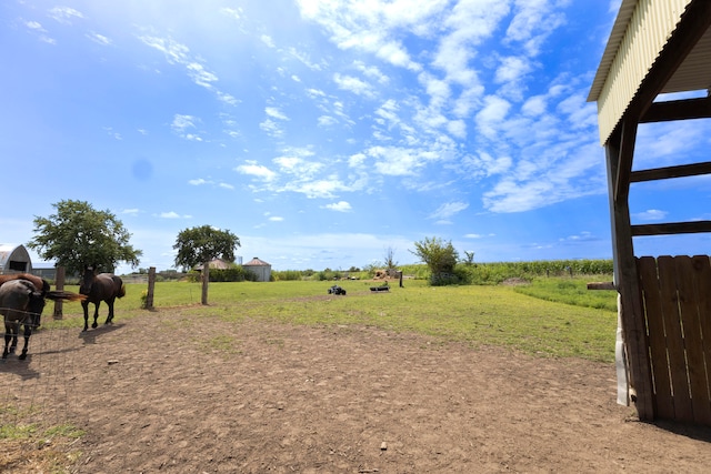 view of yard with a rural view