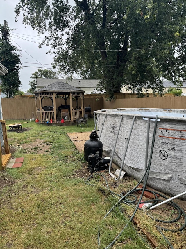 view of yard with a gazebo