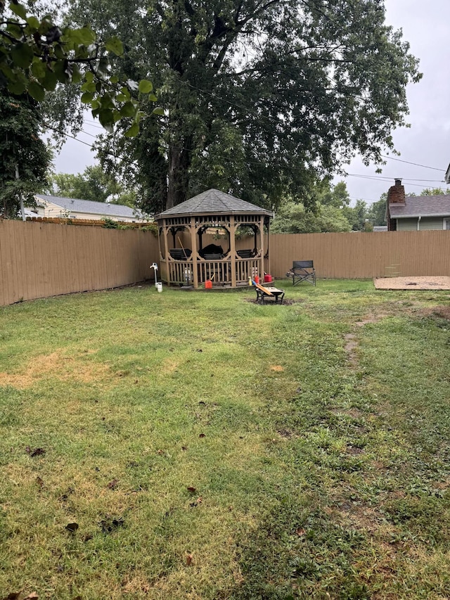 view of yard with a gazebo