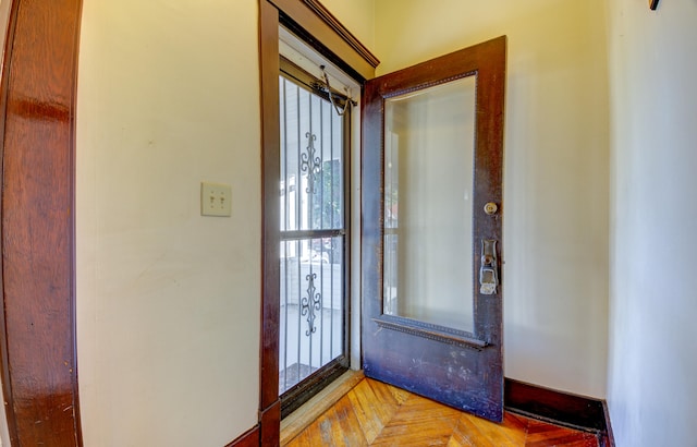 entrance foyer with a wealth of natural light and parquet flooring